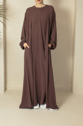 Brown Oversized Umbrella Cut Abaya | Modest Women's Dress UK