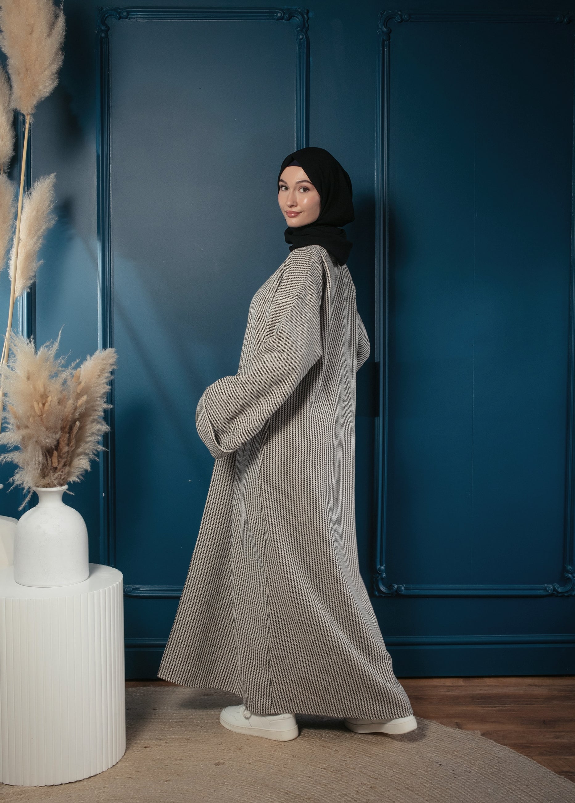Ivory luxe abaya coat