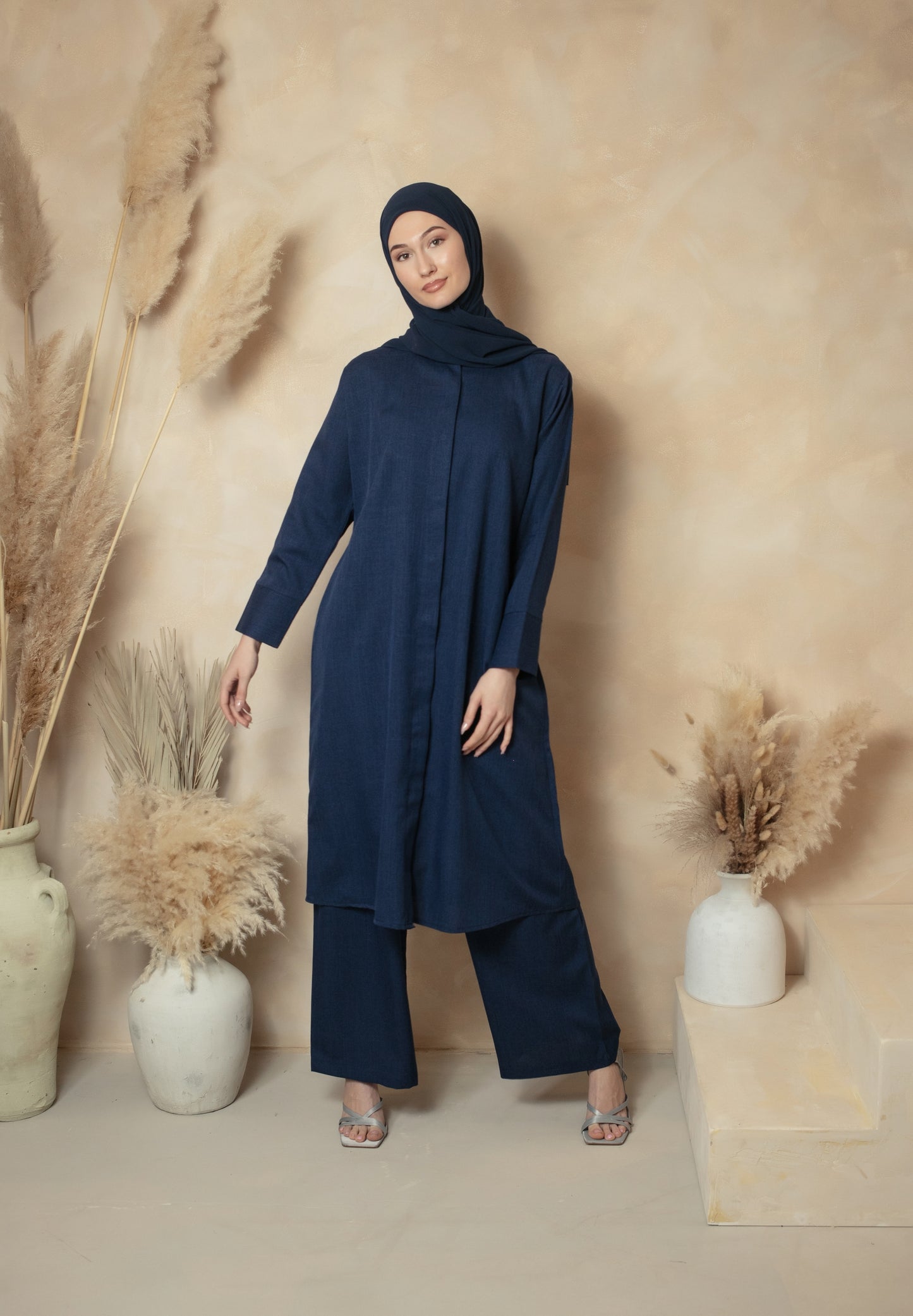 Navy Linen Co-ord Set