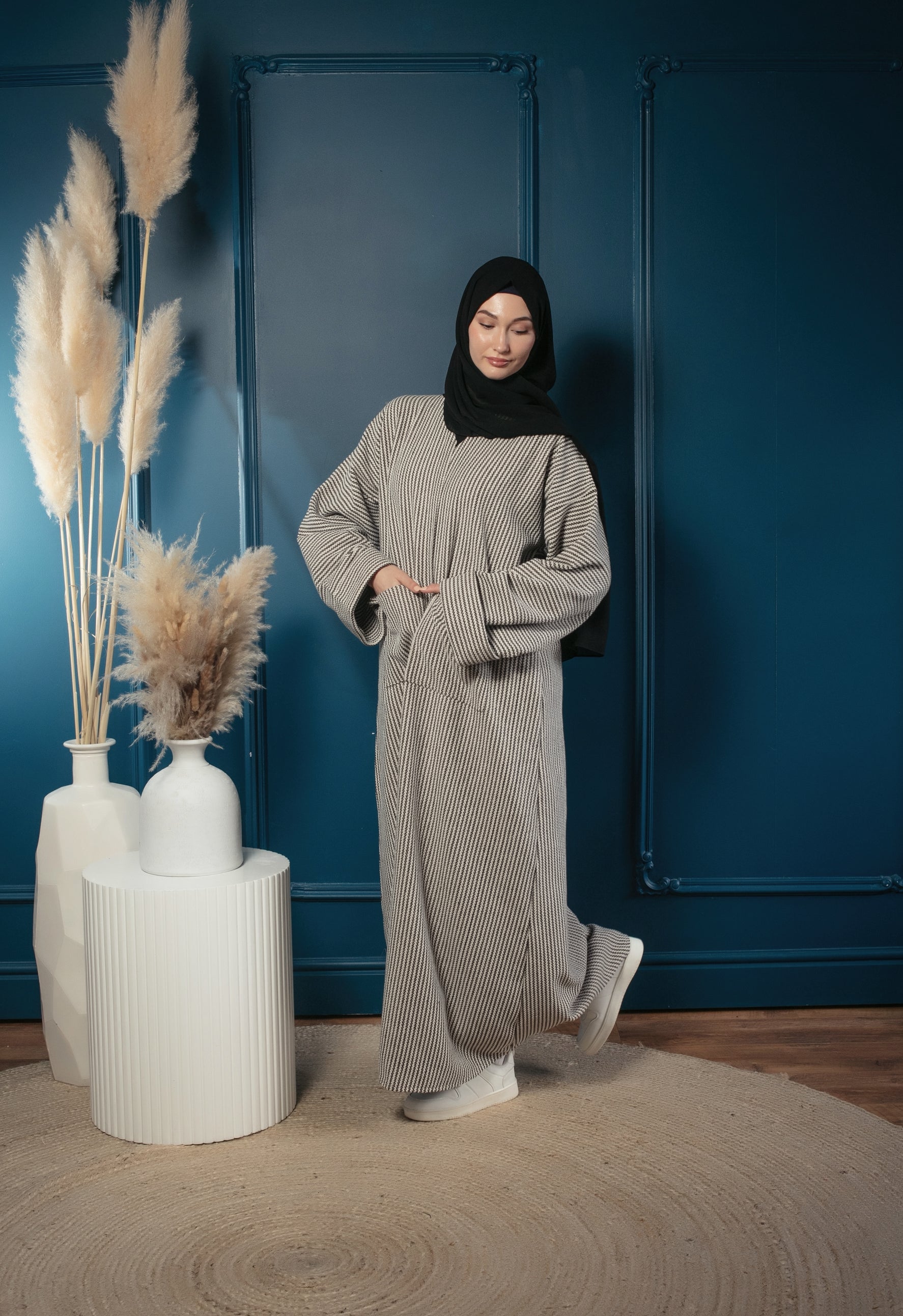 Ivory luxe abaya coat