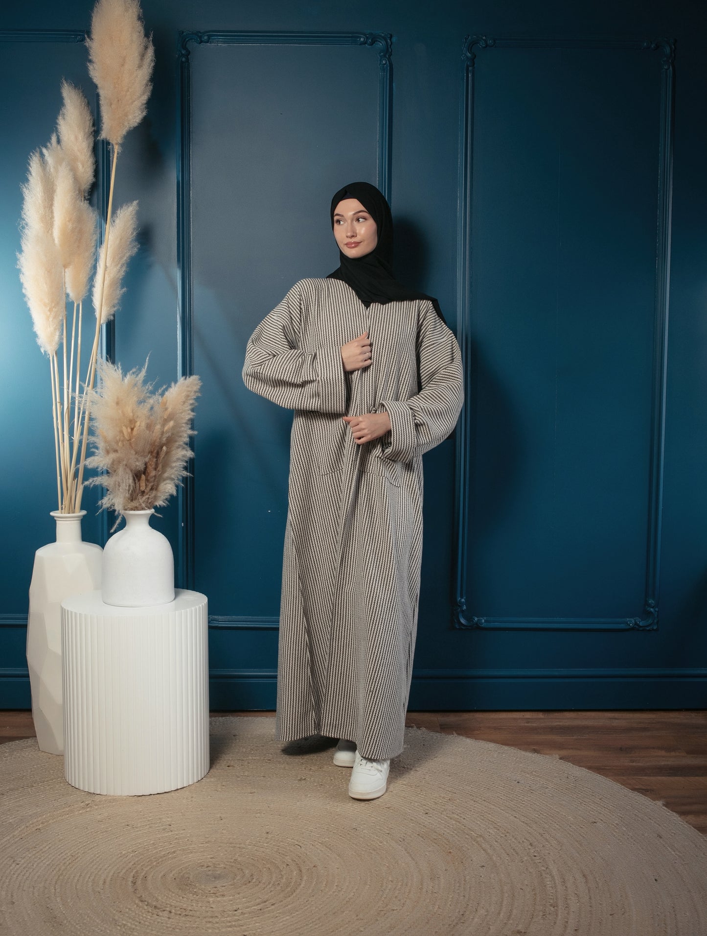 Ivory luxe abaya coat