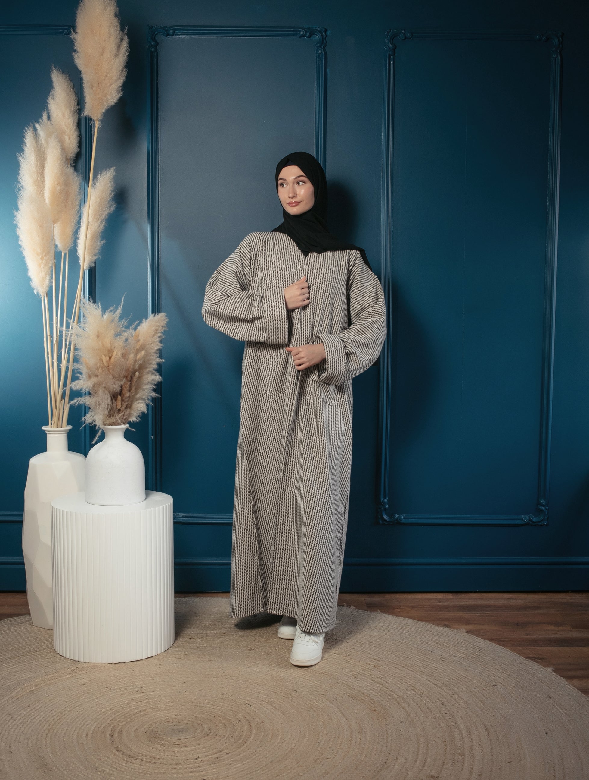 Ivory luxe abaya coat