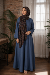 Blue linen abaya set