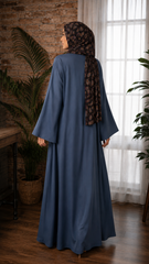 Blue linen abaya set