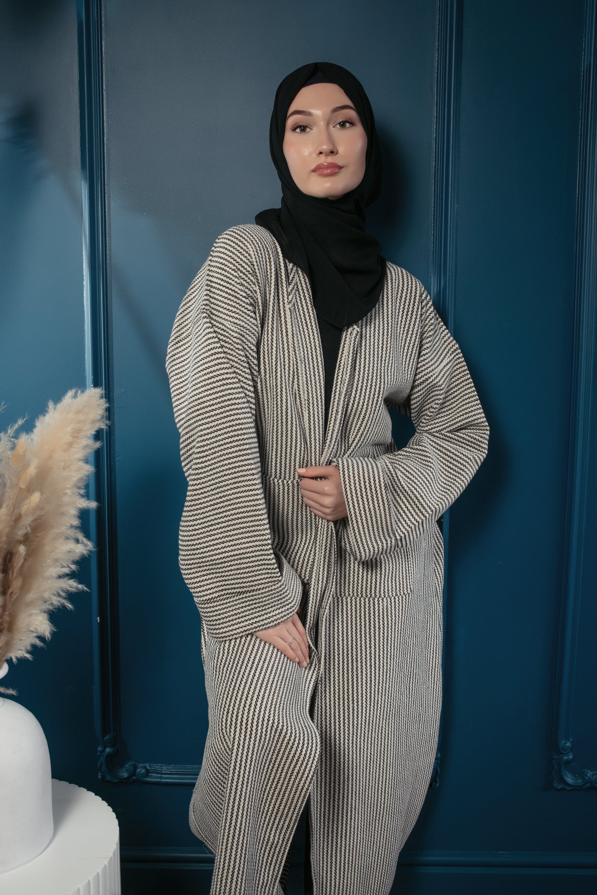 Ivory luxe abaya coat