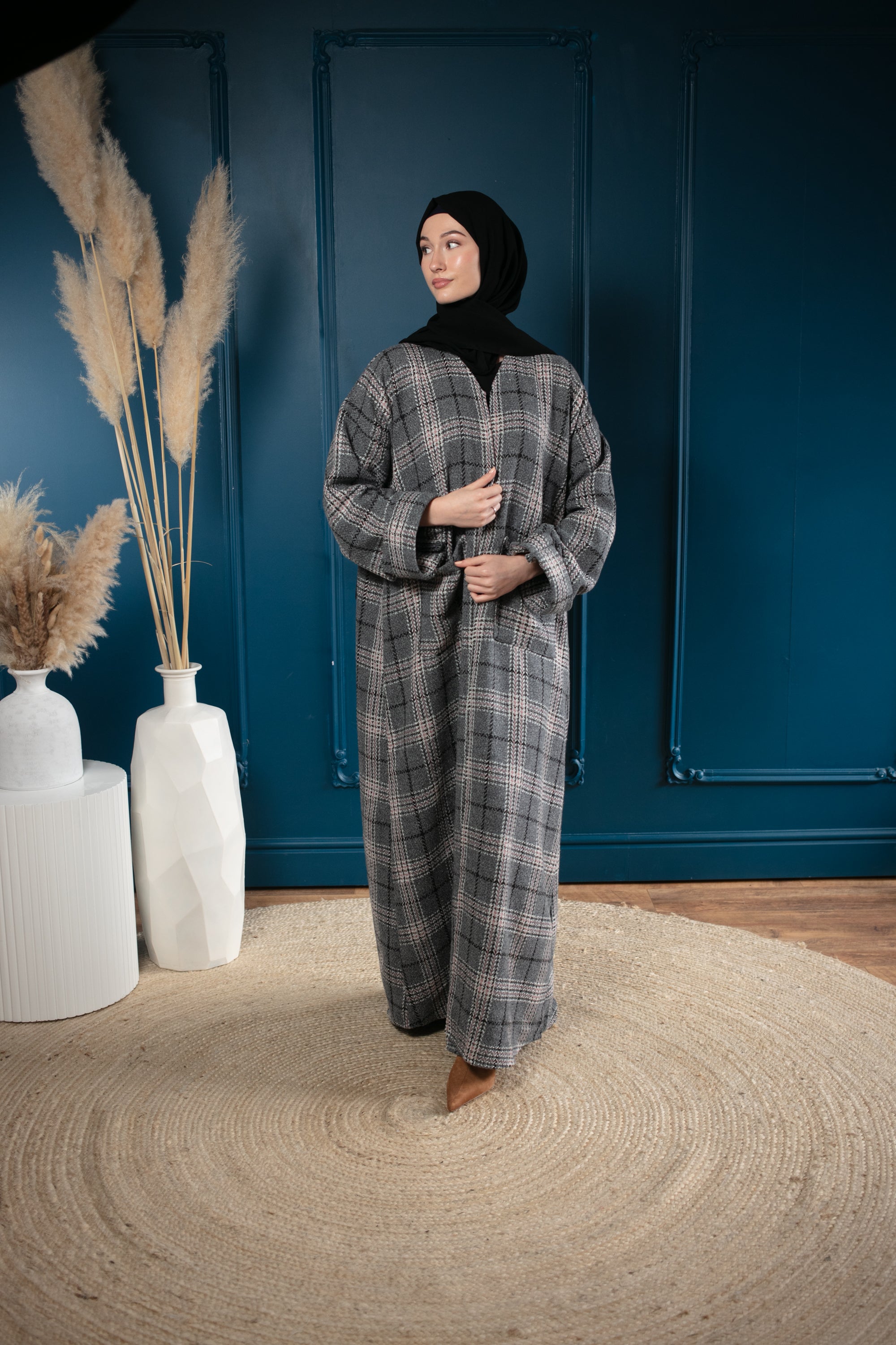 Windsor plaid abaya coat