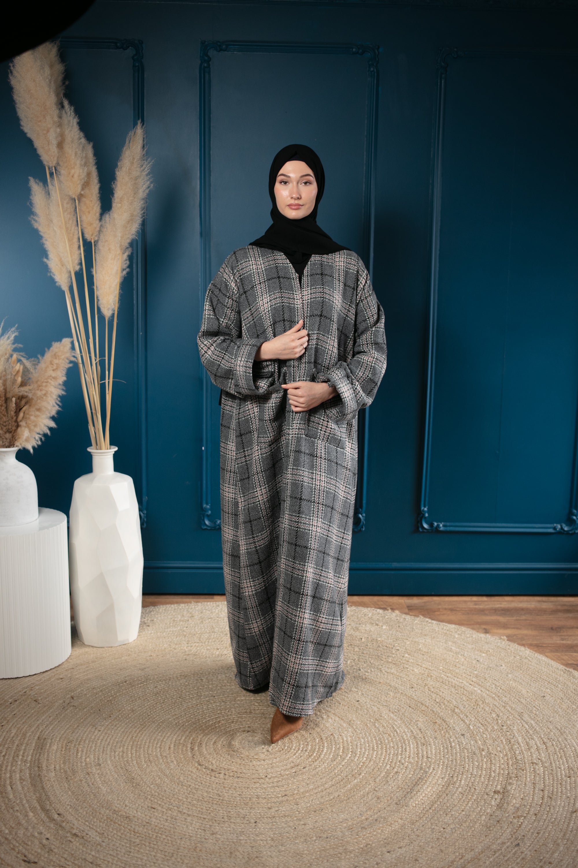 Windsor plaid abaya coat