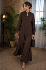 Chocolate Mandarin Maxi Dress
