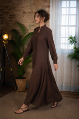 Chocolate Mandarin Maxi Dress