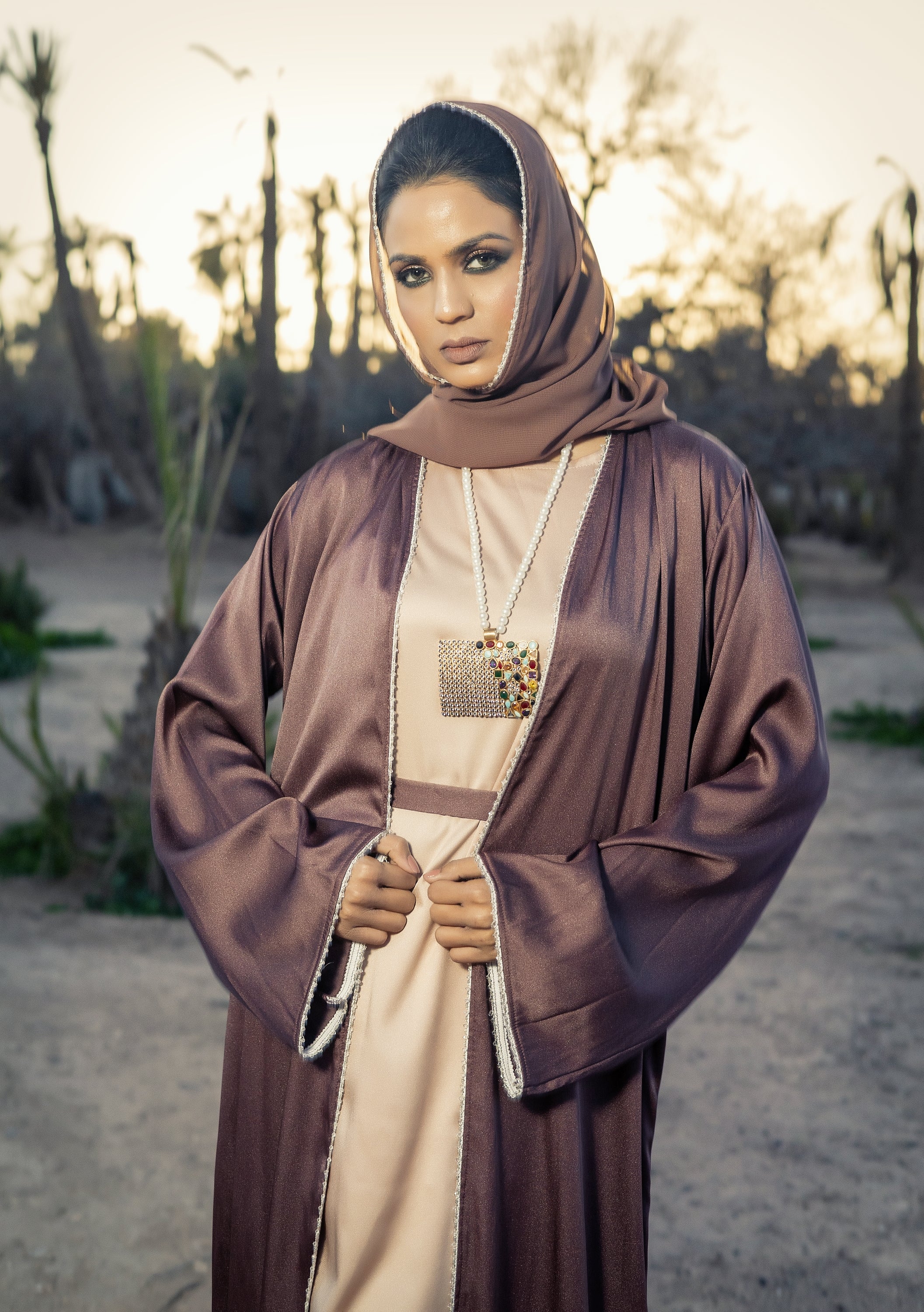 Alina open abaya - Mauve