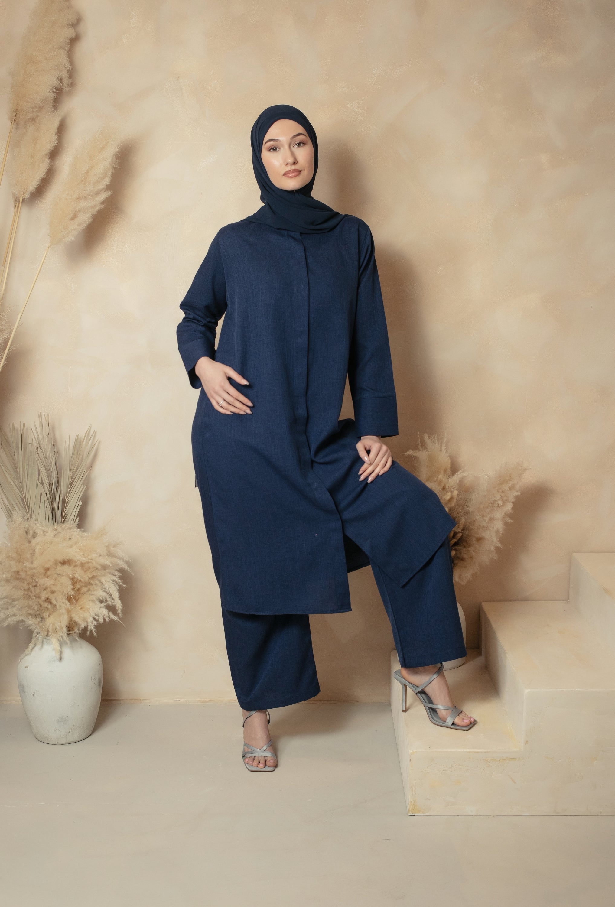 Navy Linen Co-ord Set