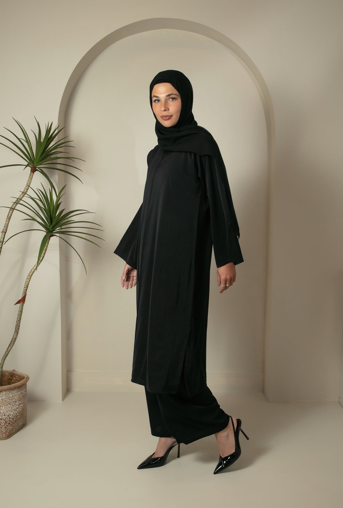Black Nusrat Women's 3-Piece Modest Co-ord Set