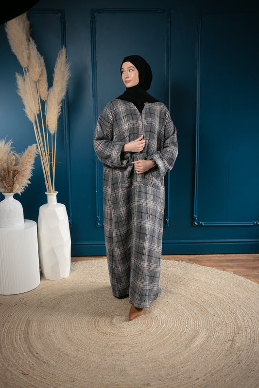 Windsor plaid abaya coat