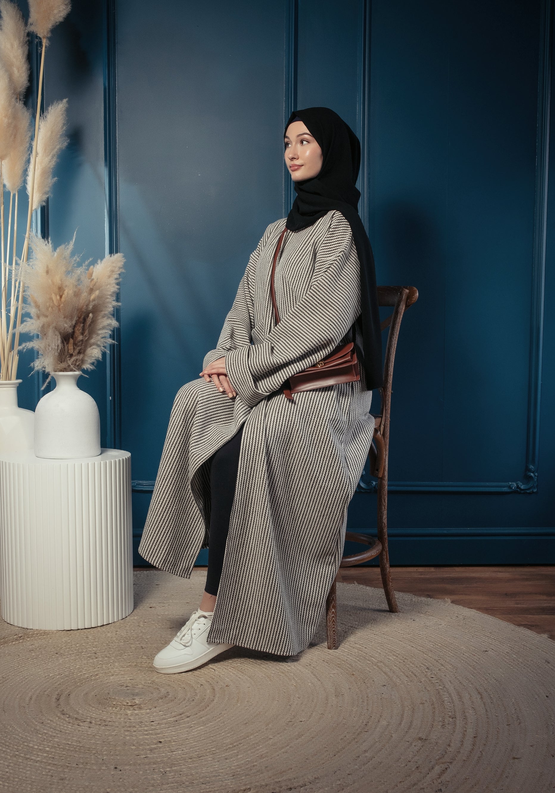 Ivory luxe abaya coat